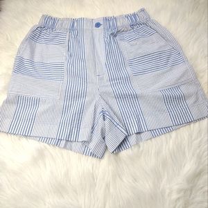 Loft Striped Pull-On High Rise Stretch Shorts Women's Size M